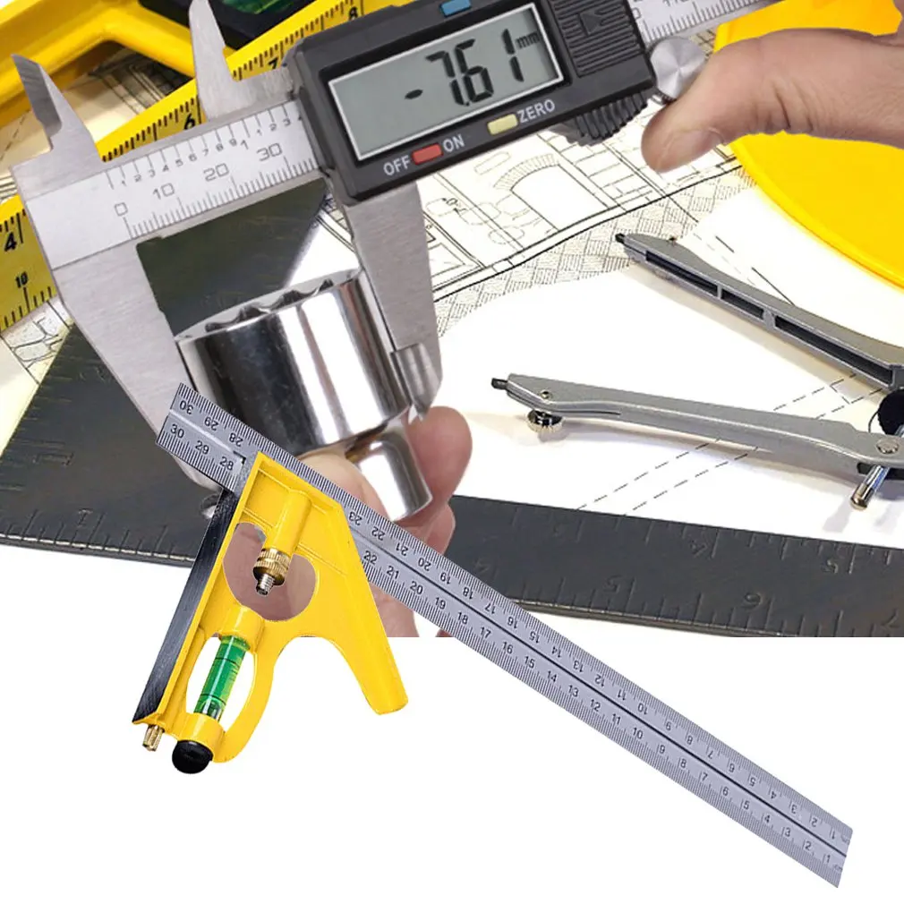 300mm Measuring Instrument Combination Angle Rule Professional Woodworking Tools Stainless Steel Protractor Multifunctional | Инструменты