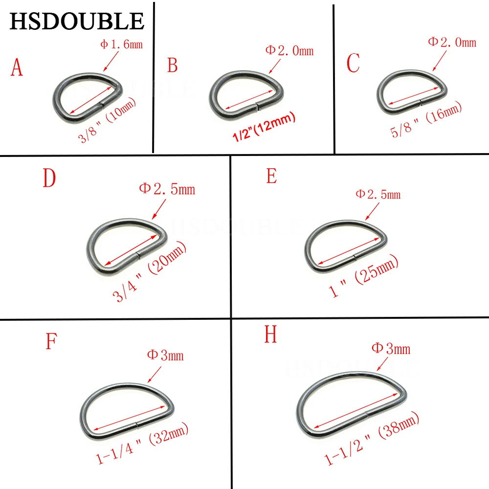 10pcs/pack Non-Welded Nickel Plated D Ring Semi Ring Ribbon Clasp Knapsack Belt Buckle images - 6