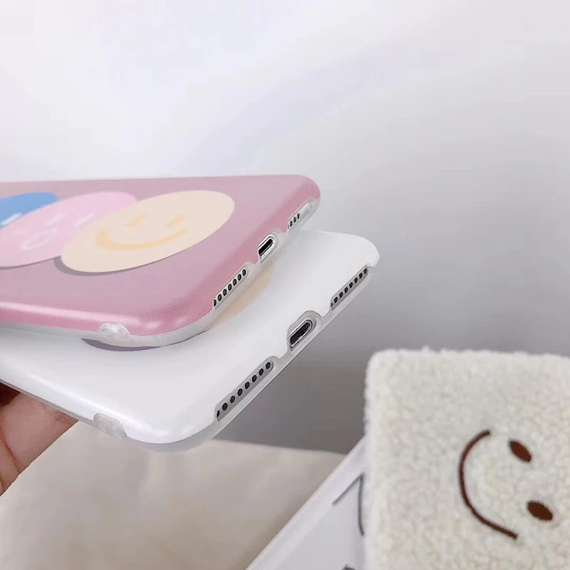 Корейский стиль чехол для телефона со смайликом iphone 6 6s 7 8 Plus милый Универсальный