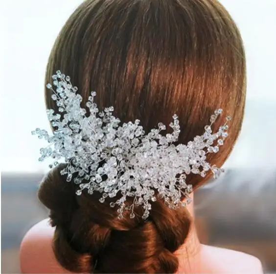 Ручная работа кристалл гребень для волос невесты свадебный головной убор