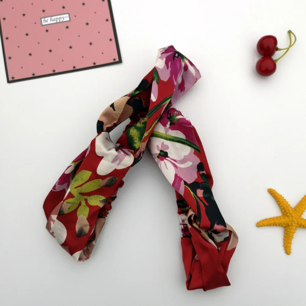 Для мамы и дочки эластичная повязка на голову с цветочным принтом аксессуар