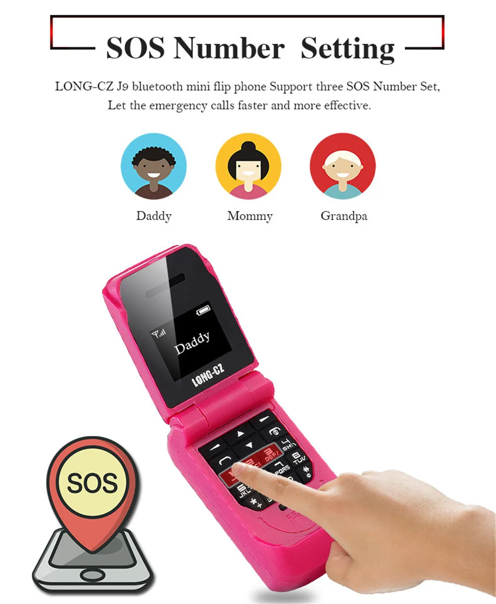 Маленький флип-мобильный телефон LONG-CZ J9 0,6" мобильный телефон беспроводной Bluetooth Dialer волшебное изменение голоса FM SOS Celulars для детей