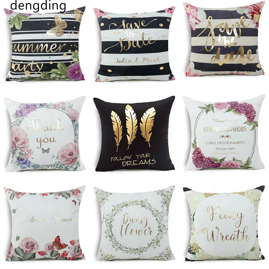 printed pillow cases Nordic Cotton Polyester Feather Printed Meaningful Words Home Decorative Pillow Cover | Дом и сад