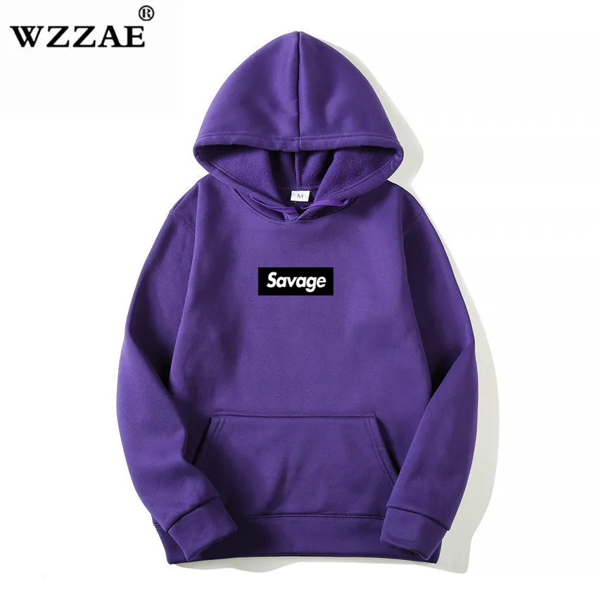 WZZAE Новинка 21 Savage уличная одежда шерсть хлопок Suprem толстовки Parody No Heart X Savage Толстовка для мужчин и женщин хип-хоп - Цвет: Purple 2