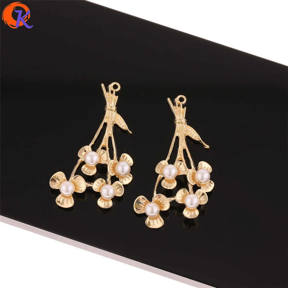 

Cordial Design 50Pcs 27*45MM Jewelry Accessories/Hand Made/Flower Shape/Imitation Pearl/Rhodium/DIY Making/Earrings Findings