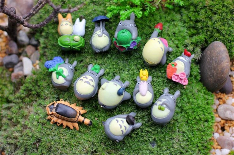 12 шт. фигурка Ghibli для студии Hayao Miyazaki Totoro игрушки украшения сада миниатюрные