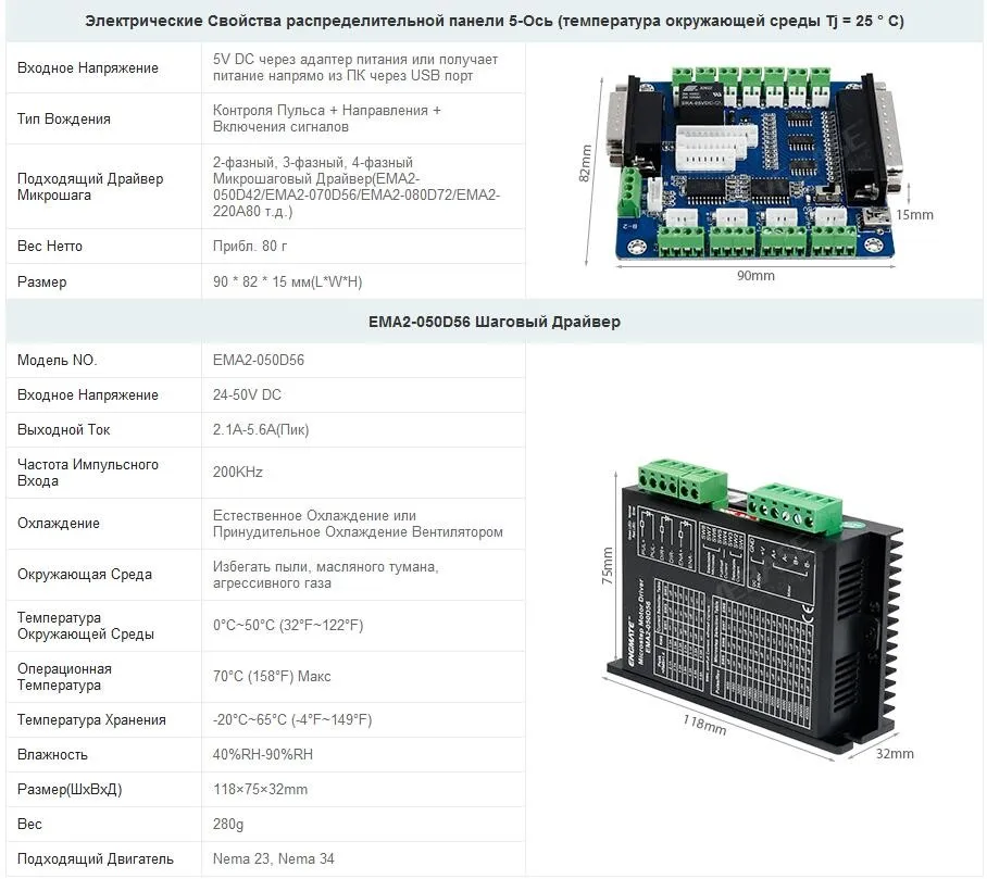3-оси DIY ЧПУ Комплект& EMA2-050D56 Степпер Драйверы для Nema 23, Nema 34