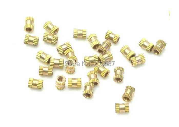 100 шт. Латунная гайка с накаткой M3x5mm(L)-5 мм (OD) Метрическая Резьбовая вставка |