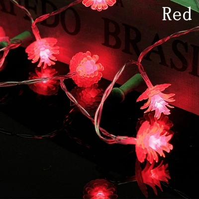 Красный LED Pine cone Fairy light String 3AA Battery Operated 1M 2M 3M 5M 10M waterproof Christmas Holiday wedding Decoration garland - Испускаемый цвет: Красный