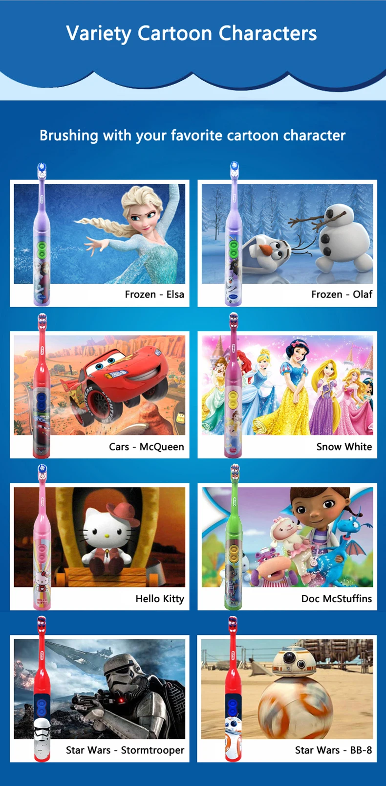 OralB, электрическая зубная щетка для детей, уход за деснами, вращение, живучесть, мультяшная, Здоровье полости рта, Мягкая зубная щетка для детей, на батарейках