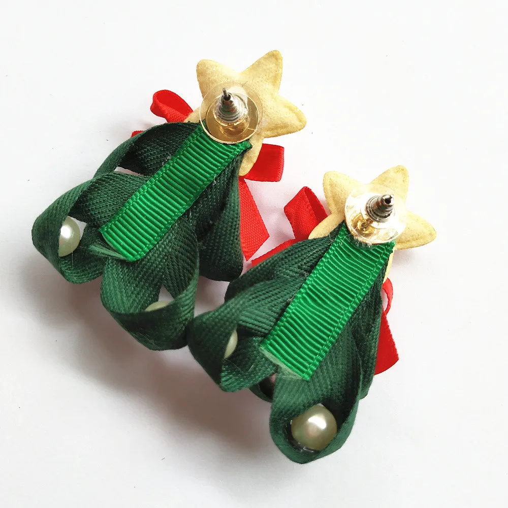 Женские серьги гвоздики с рождественской елкой 1 пара подарок на Новый год
