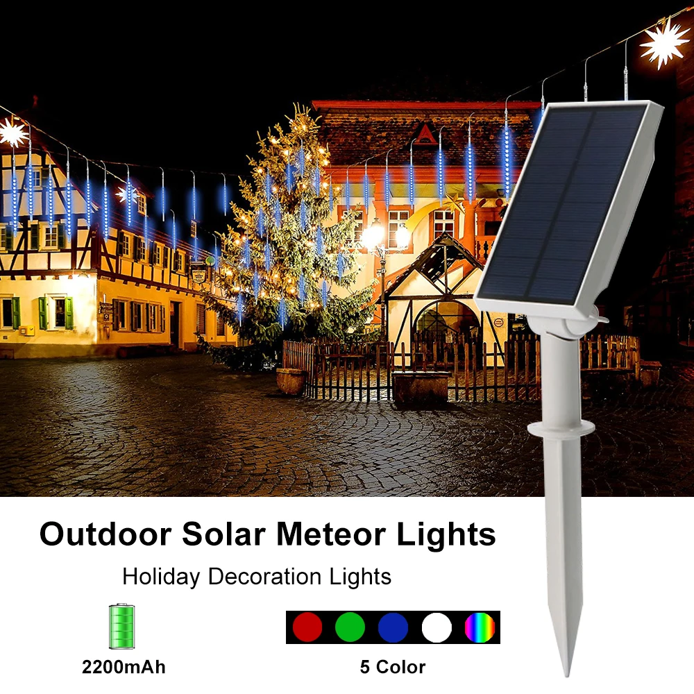 ZjRight 35 см 360LED Солнечный Метеоритный дождь Дождь трубы огни Рождество Открытый Пейзаж Деревья водонепроницаемый декоративные гирлянды