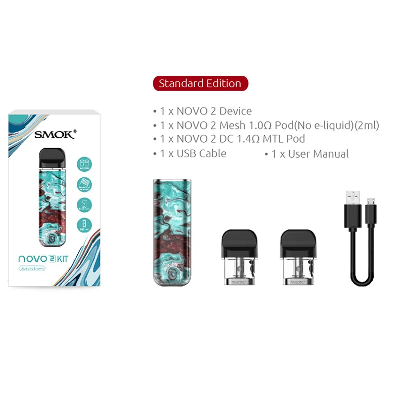 Smok Novo 2 VS Novo vape 800 мАч и 450 мАч батарея сетка 2 мл картридж Pod стартовый комплект 1.0ohm DC MTL электронная сигарета