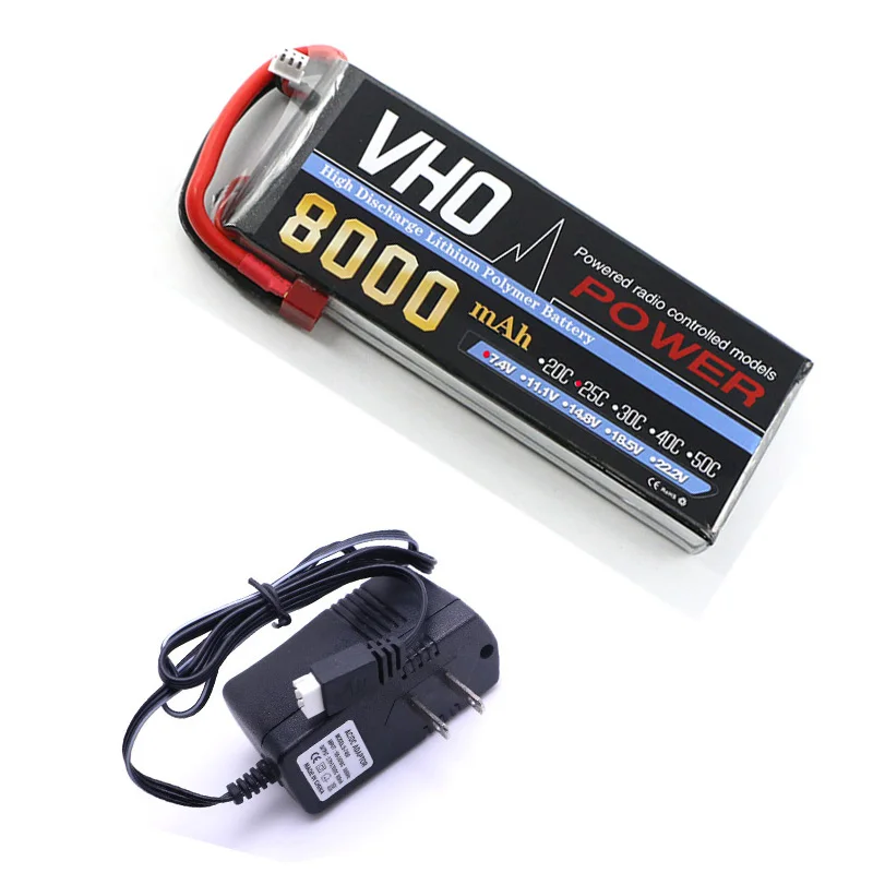 VHO Bateria AKKU 2S 7.4V 8000mah 25C LiPo XT60/T Battery Traxxas and UL charger for RC Airplane Car Boat Helicopter | Игрушки и хобби