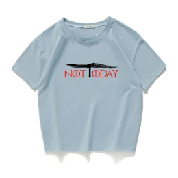 Женские футболки с надписью «NOT TODAY» и надписью «Arya Stark», повседневная короткая футболка из хлопка, летний укороченный топ - Цвет: B588SWT blue