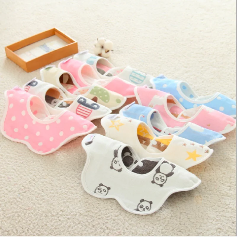 New Baby Bibs Kids Bandana Burp Cloths 360 Degree Rotation 6 Layers Gauze Soft Newborn Infant Saliva Towel bib | Детская одежда и