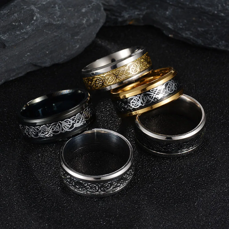 Кольцо кольцо для пальцев в стиле панк золотое черное с драконом|lord of rings|lord the