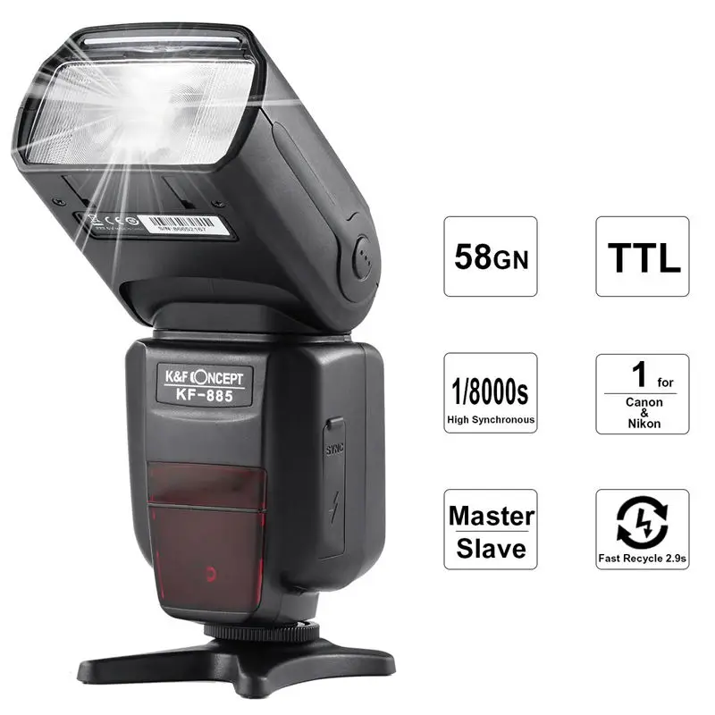 K &amp F концепция Kf-885 Ttl Speedlite универсальная вспышка 1/8000S Hss беспроводной мастер/Slave