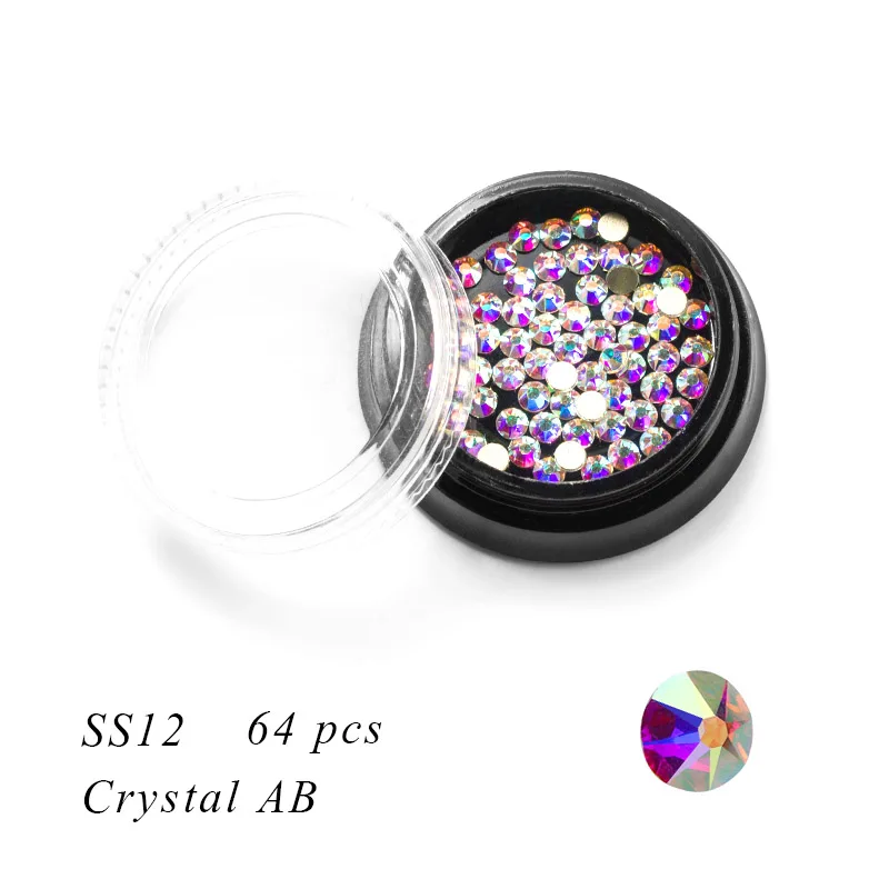 SS12 Crystal AB 1 коробка, Стразы для ногтей, 2088, новые режущие лица, Кристальные цветные стеклянные стразы с плоской задней поверхностью для дизайна ногтей, 3D украшения - Цвет: SS12 Crystal AB