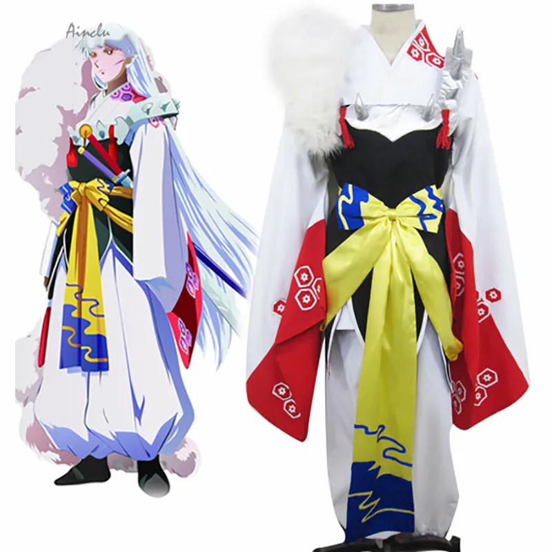 Ainclu костюм «Инуяша» Sesshomaru кимоно косплей для детей и взрослых костюм