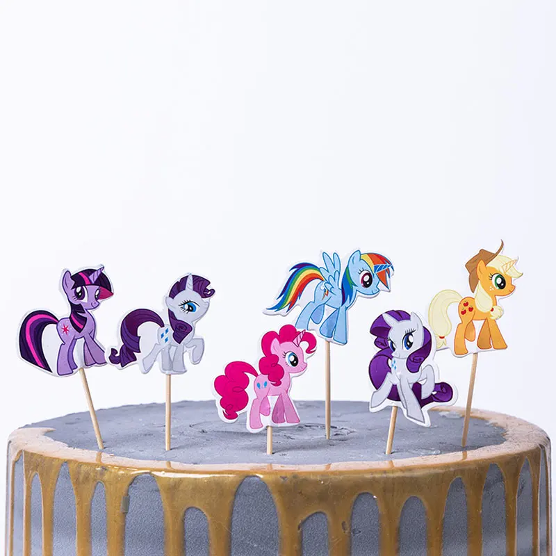 Cupcake-25 24 шт., топперы для кексов, единорог, динозавр, пони, с днем рождения, топперы для кексов с палочками, топперы для кексов, вечерние украшения для детского душа - Цвет: Cupcake-25