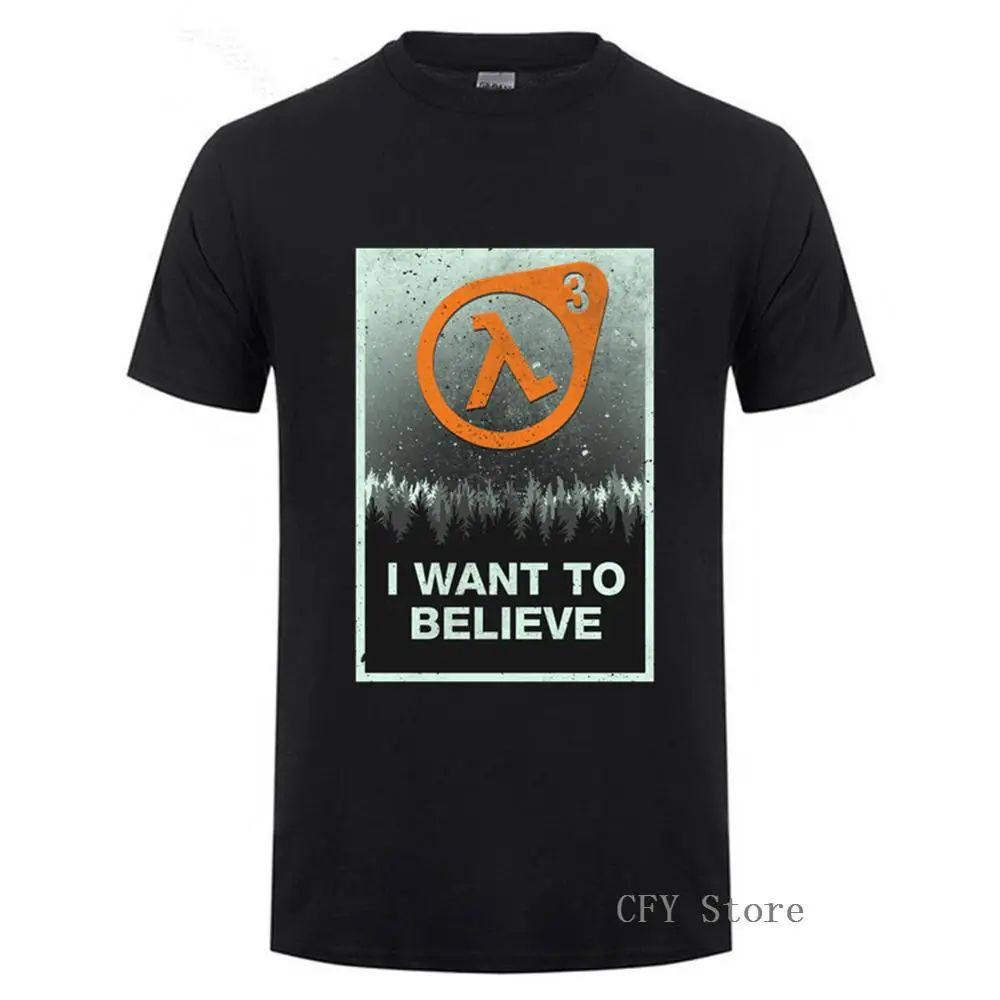 Футболка с принтом I want to Believe Повседневная футболка коротким рукавом для мужчин