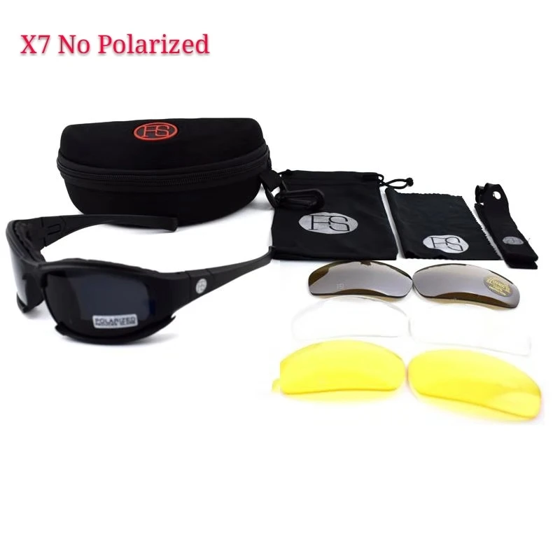 X7 Not Polarized Спортивные поляризационные тактические X7 C5 очки военные очки армейские солнцезащитные очки 4 линзы мужские очки для стрельбы походные кемпинговые очки - Цвет: X7 Not Polarized