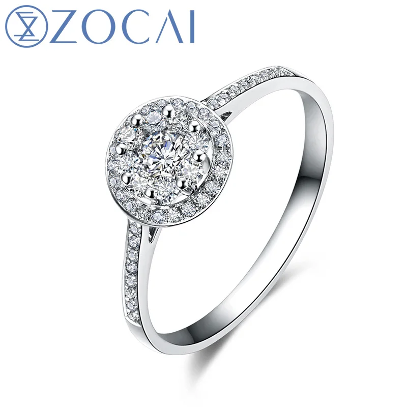 

ZOCAI BRAND LOVE "2.0 CARAT EFFECT" 0.40 CT CERTIFIED 18K WHITE GOLD DIAMOND ENGAGEMENT RING W01094