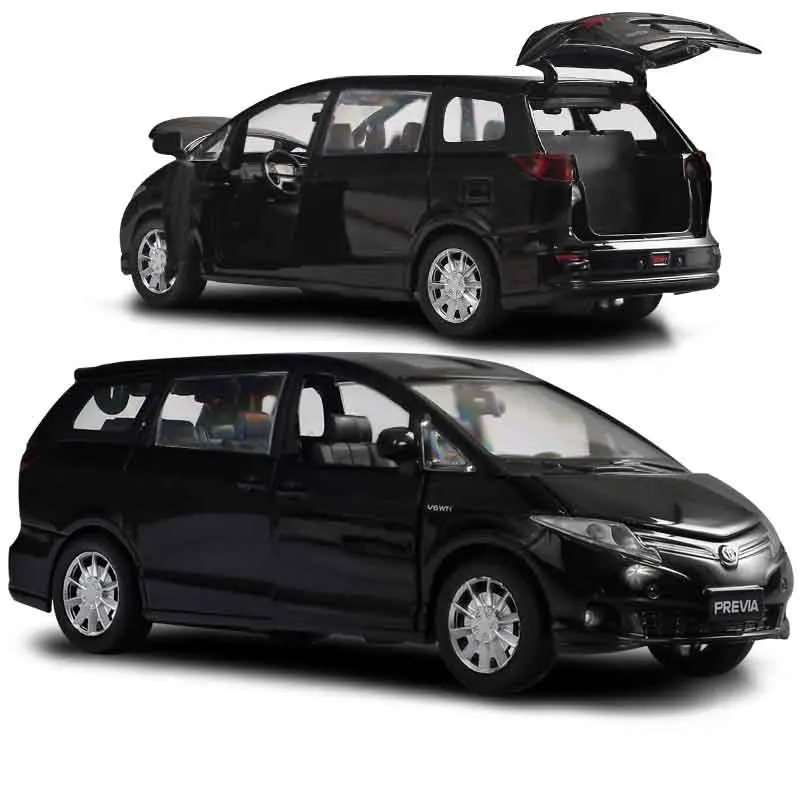 Черный 1:32 высокое моделирование Previa сплава модели литые автомобили игрушка тянет назад Свет Звук автомобиль игрушки для детей - Цвет: Черный