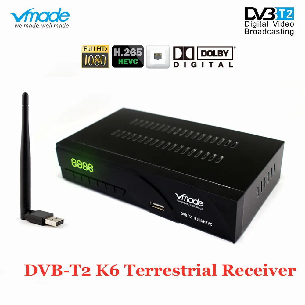 Полностью HD DVB T2 цифровой наземный телеприставка H.265 1080p Встроенный сетевой