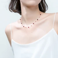 mloveacc 100 real 925 sterling silver fine jewelry red garnet stone bead chain necklaces for women statement necklace choker