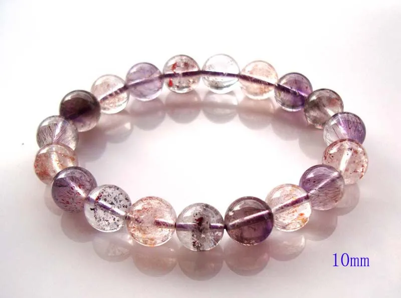 Бесплатная доставка натуральный браслет с круглыми бусинами Super Seven Rutilated Quartz