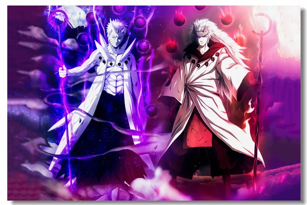 Пользовательские холст настенная постер Naruto Obito Madara Uchiha обои японский мультфильм