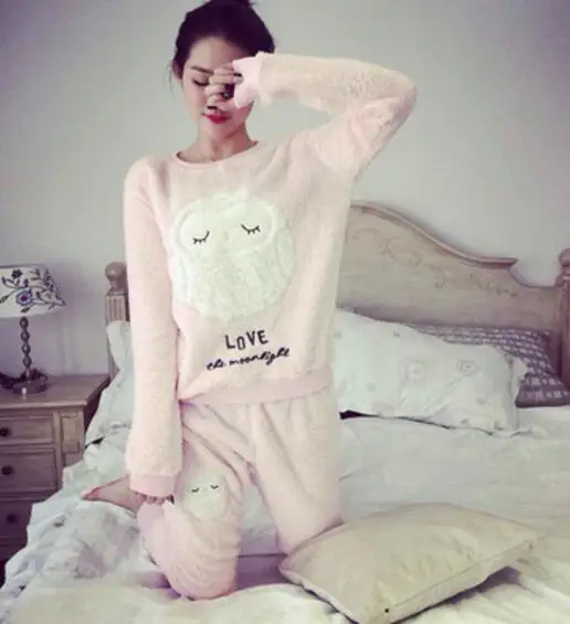 Зимние фланелевые пижамы для женщин, милые женские пижамы, Пижама Kigurumi, высокое качество, повседневные мягкие пижамы для женщин, 2 шт - Цвет: Бирюзовый