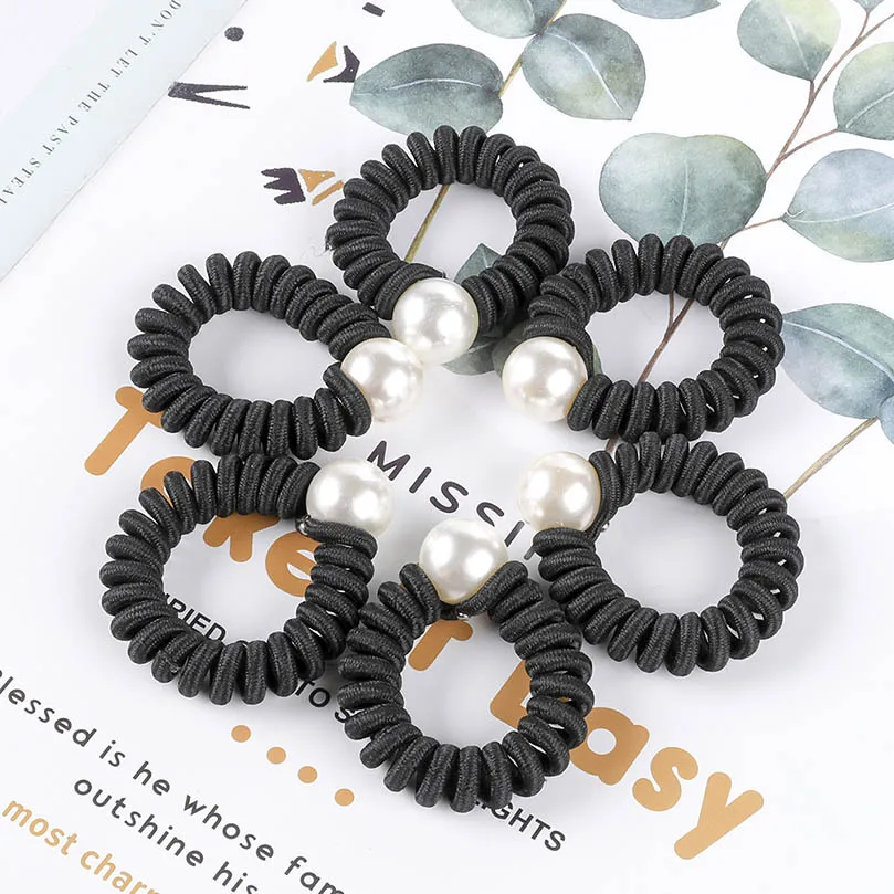 AWAYTR 2pc/set Pearl Hair Rubber Elastic Hair Bands for Women Scrunchies Ponytail Holder Girls Hair Ties Ropes Hair Accessories - Цвет: A-Random