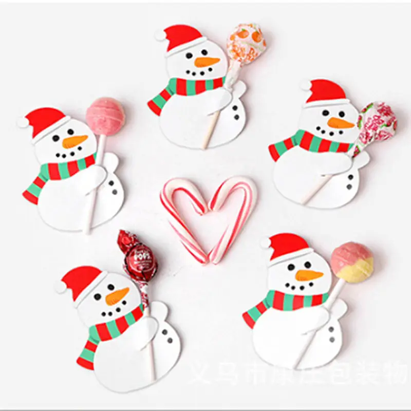 

Creative New Hot Selling 50Pcs Kids Santa Claus Penguin Lollipop Christmas Paper Card Candy Xmas Good Natal Decorations For Home
