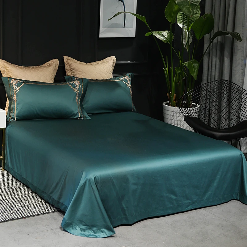 Зеленый Роскошный Королевский Постельное белье queen King size 4/5/7 шт набор постельного белья нежная вышивка пододеяльник льняные простыни для кровати, наволочками, Комплект постельного белья для очень больших и