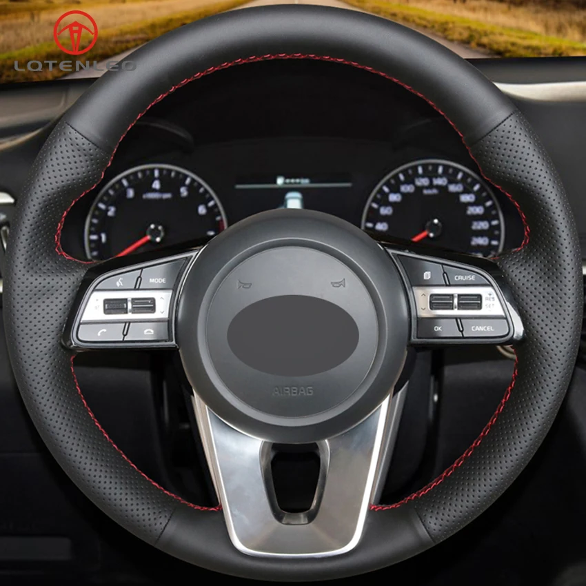 LQTENLEO черный чехол на руль из натуральной кожи для Kia K5 Optima Sportage 3- Forte Ceed Cee 'd