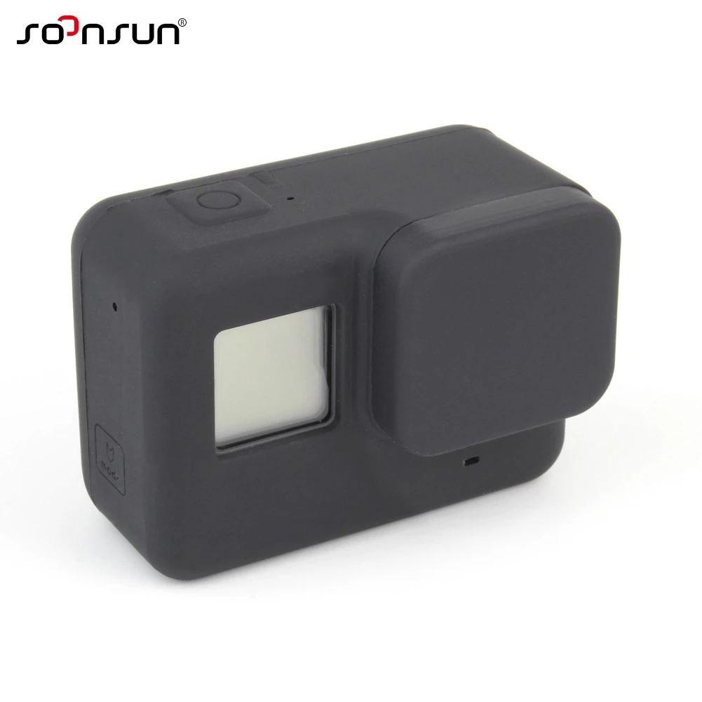 SOONSUN мягкий силиконовый защитный чехол кожаный + резиновая крышка для объектива