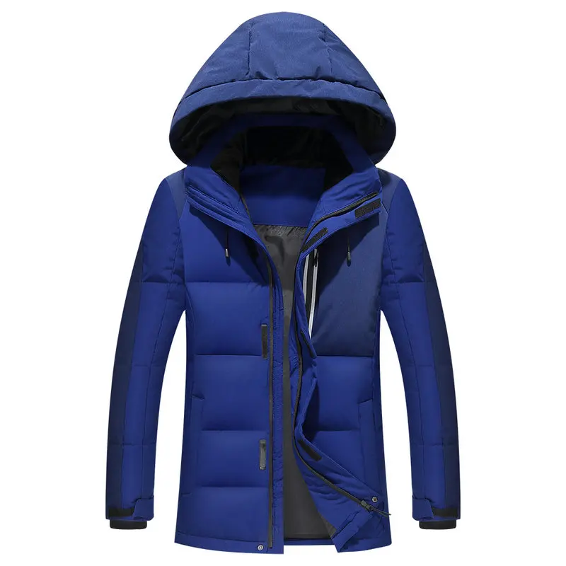 Blue Men Winter Thick Duck Down Jacket Men Hooded Down Waterproof snow Coat Warm Quality Male Casual Winter Outerwer Down Parkas - Цвет: Blue