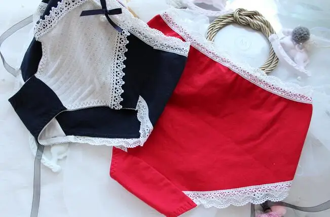 Реальные фотографии M L XL размера плюс 3L Kawaii милые хлопковые кружевные трусы с лентами в стиле Лолиты, трусики, нижнее белье, стринги, белье WP496