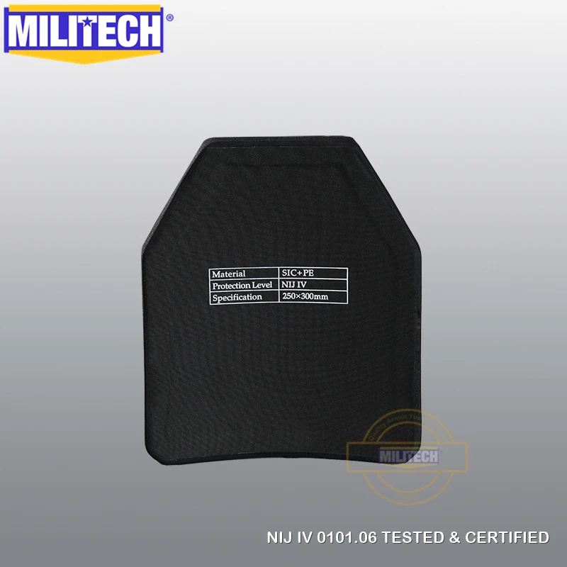 MILITECH SIC& PE Multicurve Lvl 4 пуленепробиваемая пластина NIJ IV автономная баллистическая панель NIJ уровень 4 бронежилет