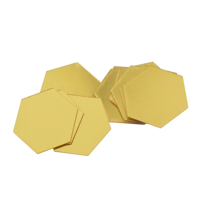gold 24 шт. 3D Шестигранная акриловая зеркальная Настенная Наклейка s DIY художественная настенная декоративная наклейка s домашний Декор Гостиная зеркальная декоративная наклейка - Цвет: gold