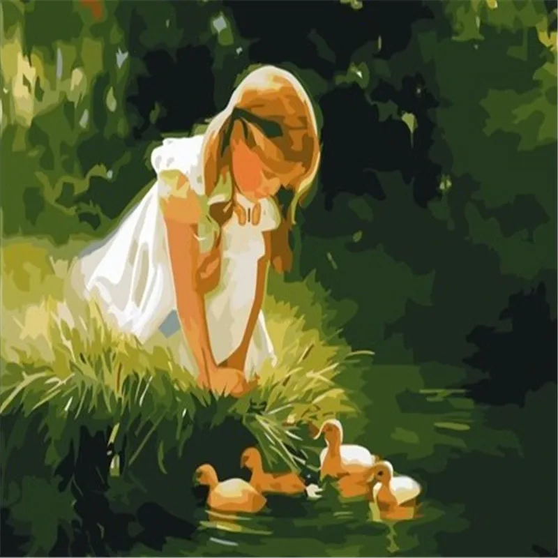 HELLOYOUNG Handpainted Oil Painting Tease ducks Digital by numbers oil paintings chinese scroll Home Decor | Дом и сад