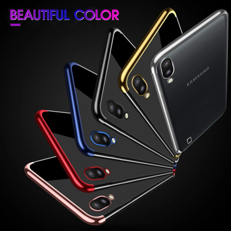 Покрытие корпуса мягкий прозрачный чехол из материала tpu для samsung A10 A30 A50 9D Стекло электро-покрытие чехол для Galaxy M10 M20 M30 закаленное Стекло