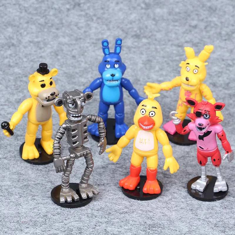 6 шт./компл. Five Nights At Freddy's» «пять ночей у Фредди» рисунок игрушки с рисунком персонажей из игры «пять ночей в Фредди» Бонни Фокси» из мультфильма для мальчика, Freddy Fazbear Медведь кукла ПВХ игрушки Фигурки подарок для детей