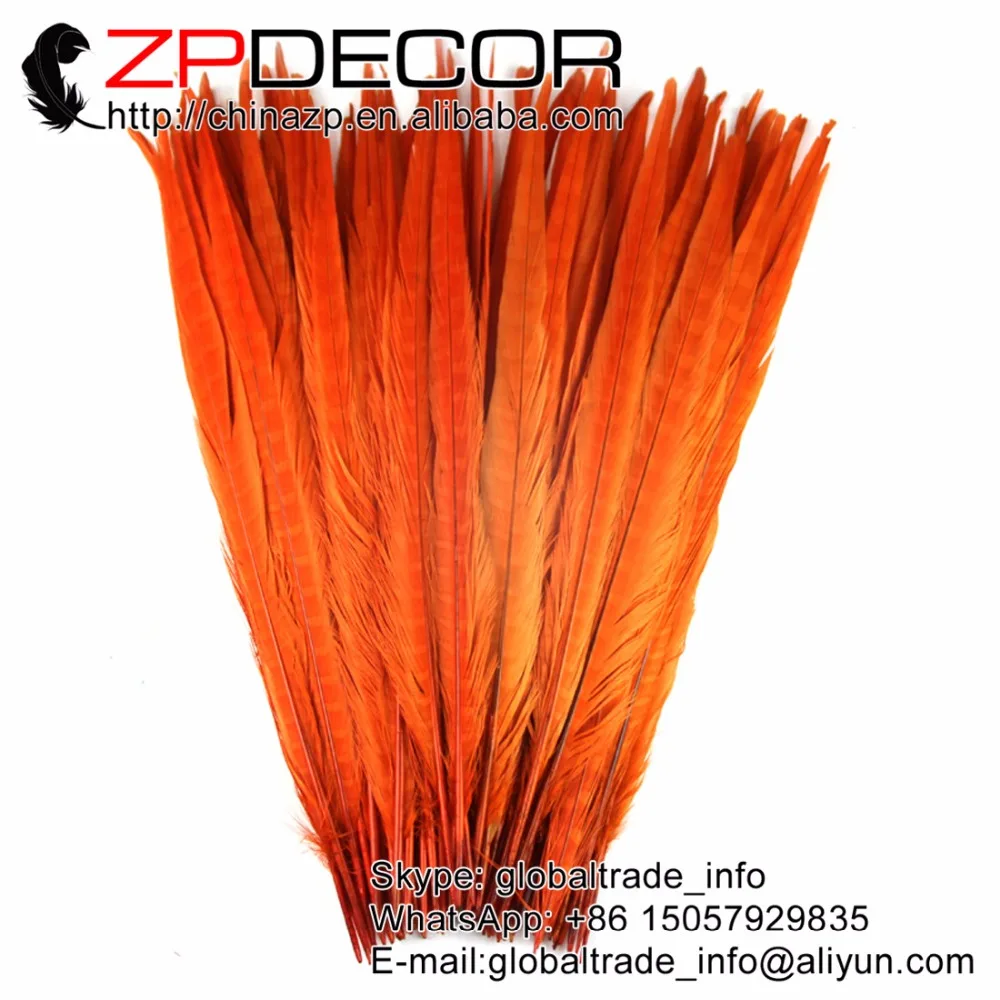 ZPDECOR 100 шт./лот 40 45 см (16 18 дюймов) непосредственно окрашенные оранжевые перья из