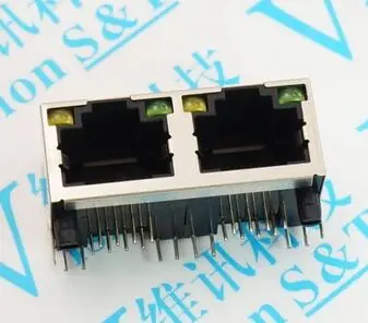 10 шт. RJ45 56 1*2 / 1*4 с лампой 4 рта лампами светодиодный 1x4 экранированная розетка