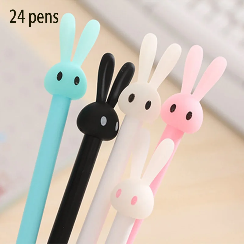 24 PCS Pens 24 шт., набор шариковых ручек Kawaii Animal Rabbit, милый зайчик, Coniglio, ручка, креативный стилус для женщин, мужчин, канцелярские принадлежности, Рождество - Цвет: 24 PCS Pens