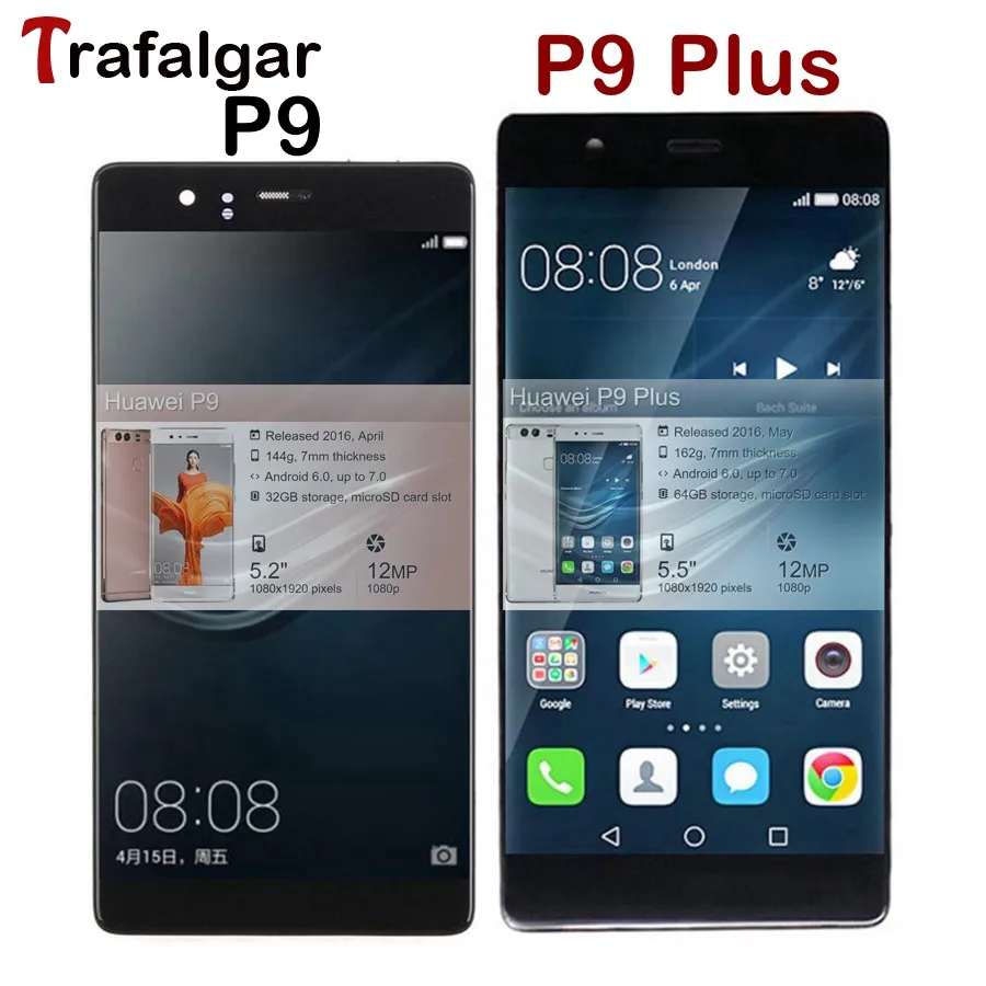 Для huawei P9 ЖК-дисплей кодирующий преобразователь сенсорного экрана в сборе с рамкой для huawei P9 Plus ЖК-экран EVA L09 L19 VIE L09 L29